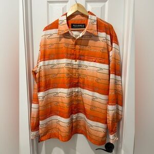 Pelle Pelle Y2K Men's Orange Striped Shirt Large oversized
